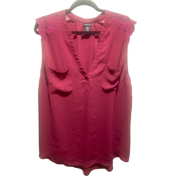 torrid Tops - Torrid Plus Size 3 Sleeveless V-Neck Blouse - Fuchsia Pink